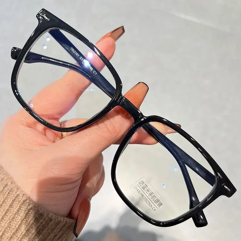 Frosted Anti-Blue Myopia Glasses Black Large Frame Mirror - Image 3