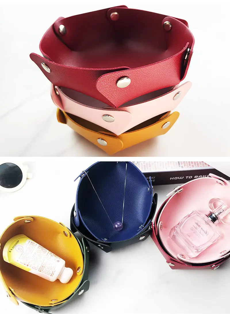 Yellow Leather Storage Box 19x17.5cm Foldable — feature 28
