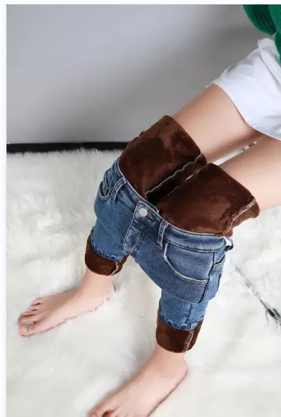 Dark Blue Slimming Jeans Women High Waist Fleece Lined 2024 - Image 6
