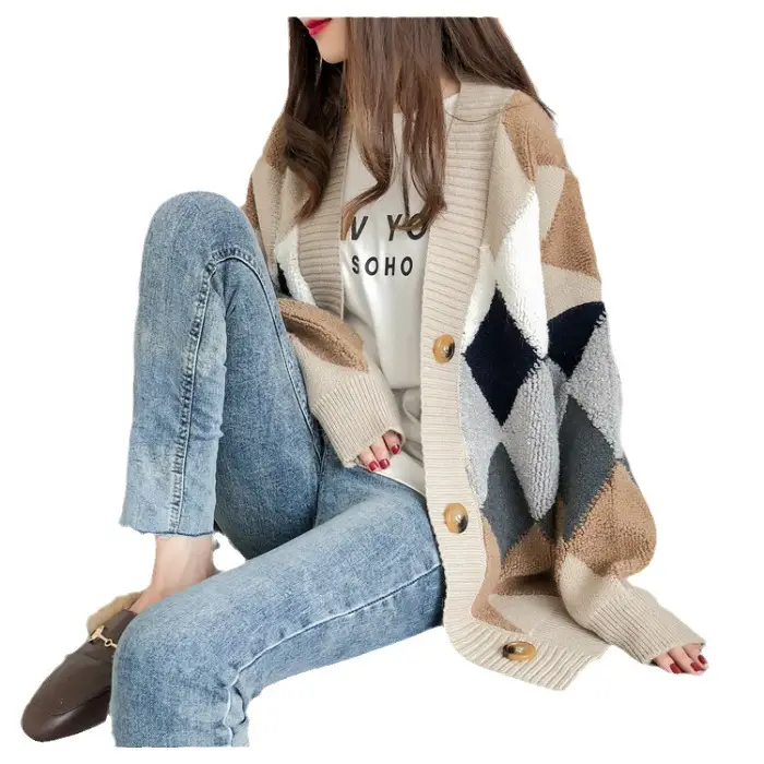 2025 Korean Style Knitted Cardigan Women Loose Fit
