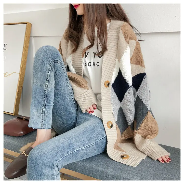 2025 Korean Style Knitted Cardigan Women Loose Fit — feature 1