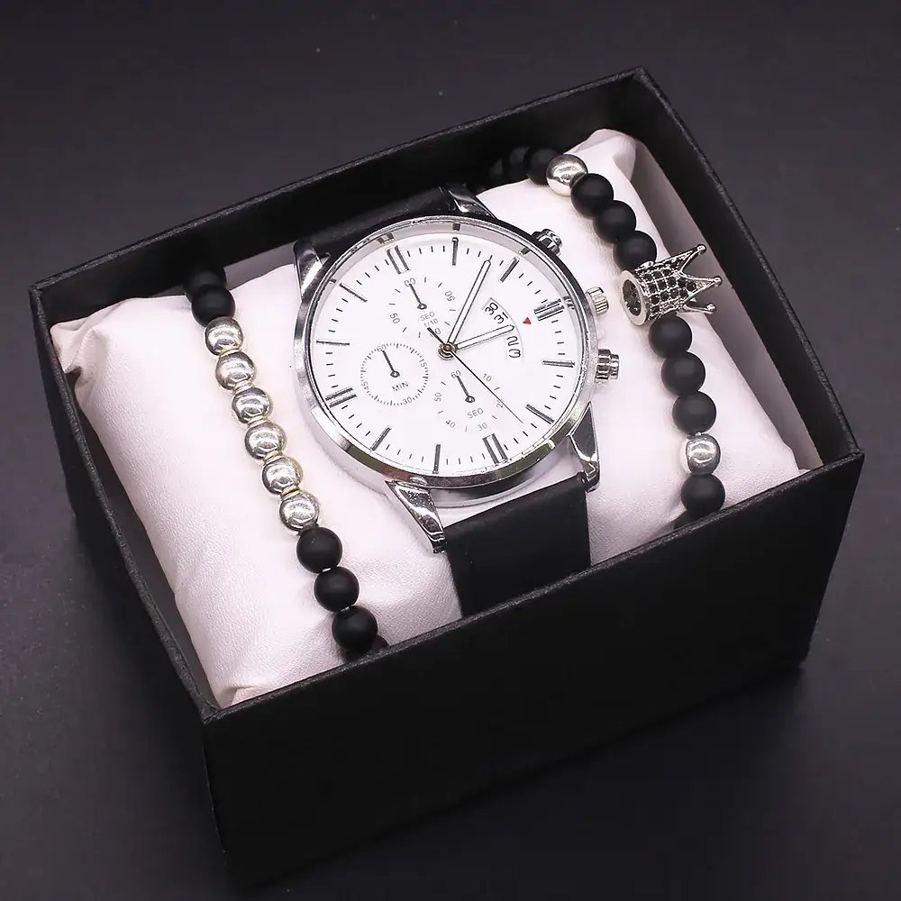 New Men's Watch Gift Box Set Cross-Border Business Men's Watch Hand Jewelry 4-Piece Set - Image 2