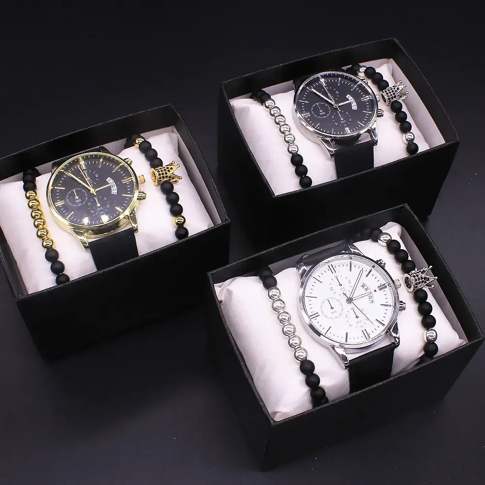 New Men's Watch Gift Box Set Cross-Border Business Men's Watch Hand Jewelry 4-Piece Set - Image 11