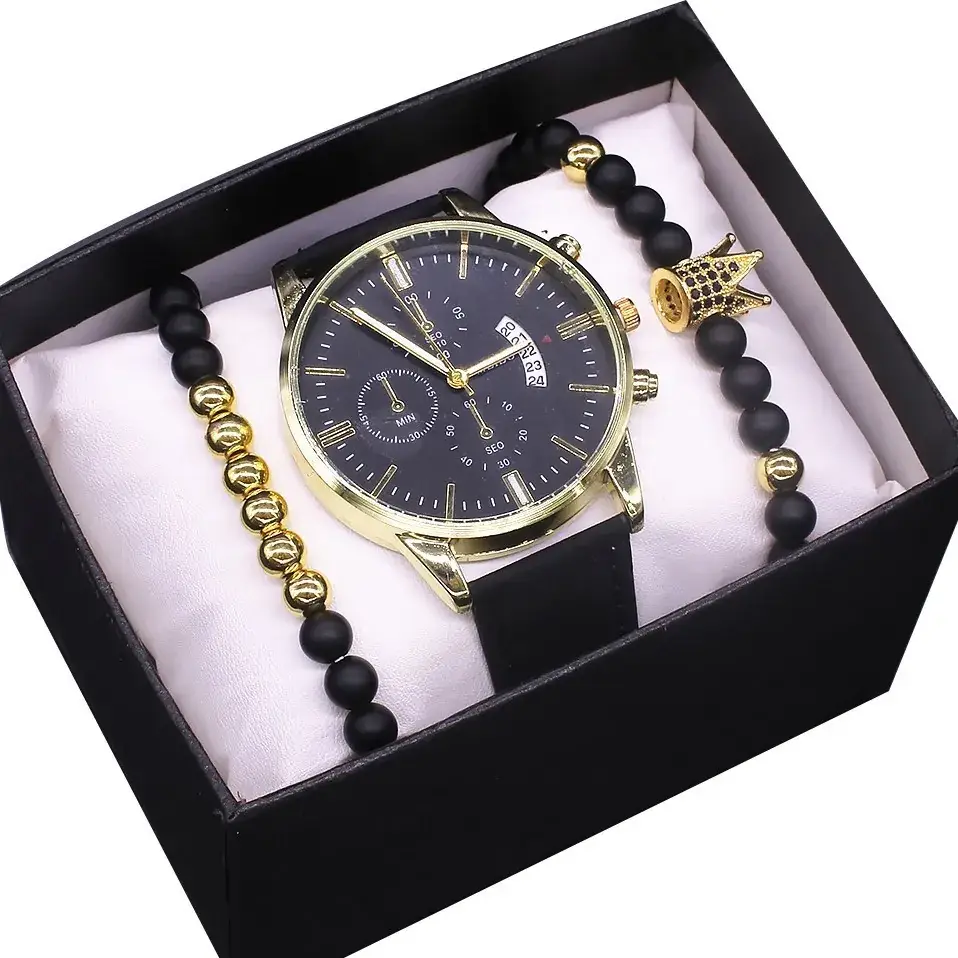 New Men's Watch Gift Box Set Cross-Border Business Men's Watch Hand Jewelry 4-Piece Set - Image 12