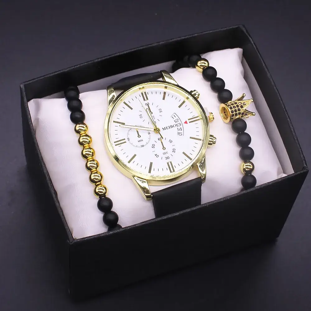 New Men's Watch Gift Box Set Cross-Border Business Men's Watch Hand Jewelry 4-Piece Set - Image 4