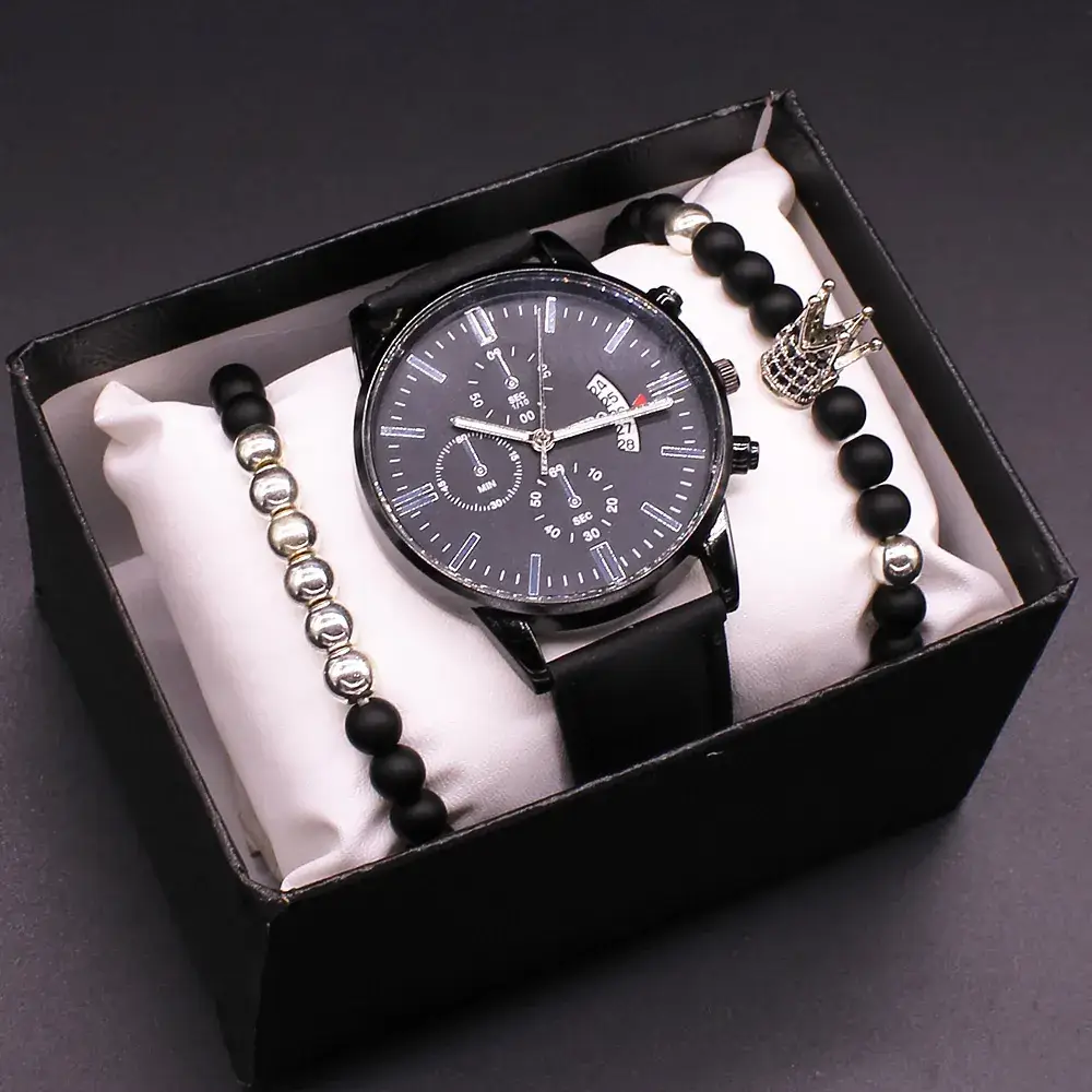 New Men's Watch Gift Box Set Cross-Border Business Men's Watch Hand Jewelry 4-Piece Set - Image 5