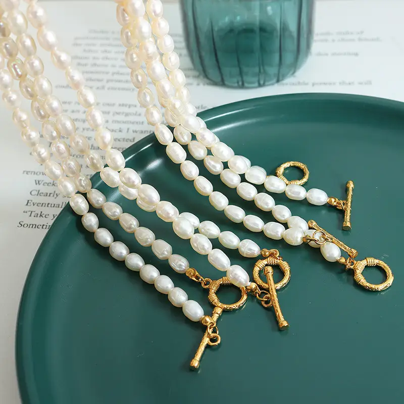 Pearl Necklace Set with Ot Buckle Bracelet for Women