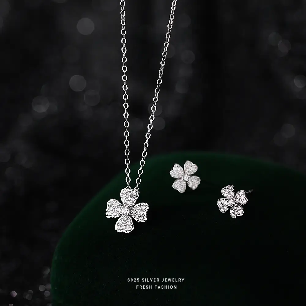S925 Sterling Silver Lucky Four-leaf Clover Earrings for Women - Image 3