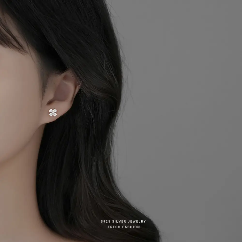 S925 Sterling Silver Lucky Four-leaf Clover Earrings for Women - Image 5