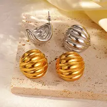 Twisted Stainless Steel C-Shape Earrings Set — feature 12