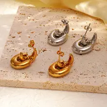 Twisted Stainless Steel C-Shape Earrings Set — feature 14