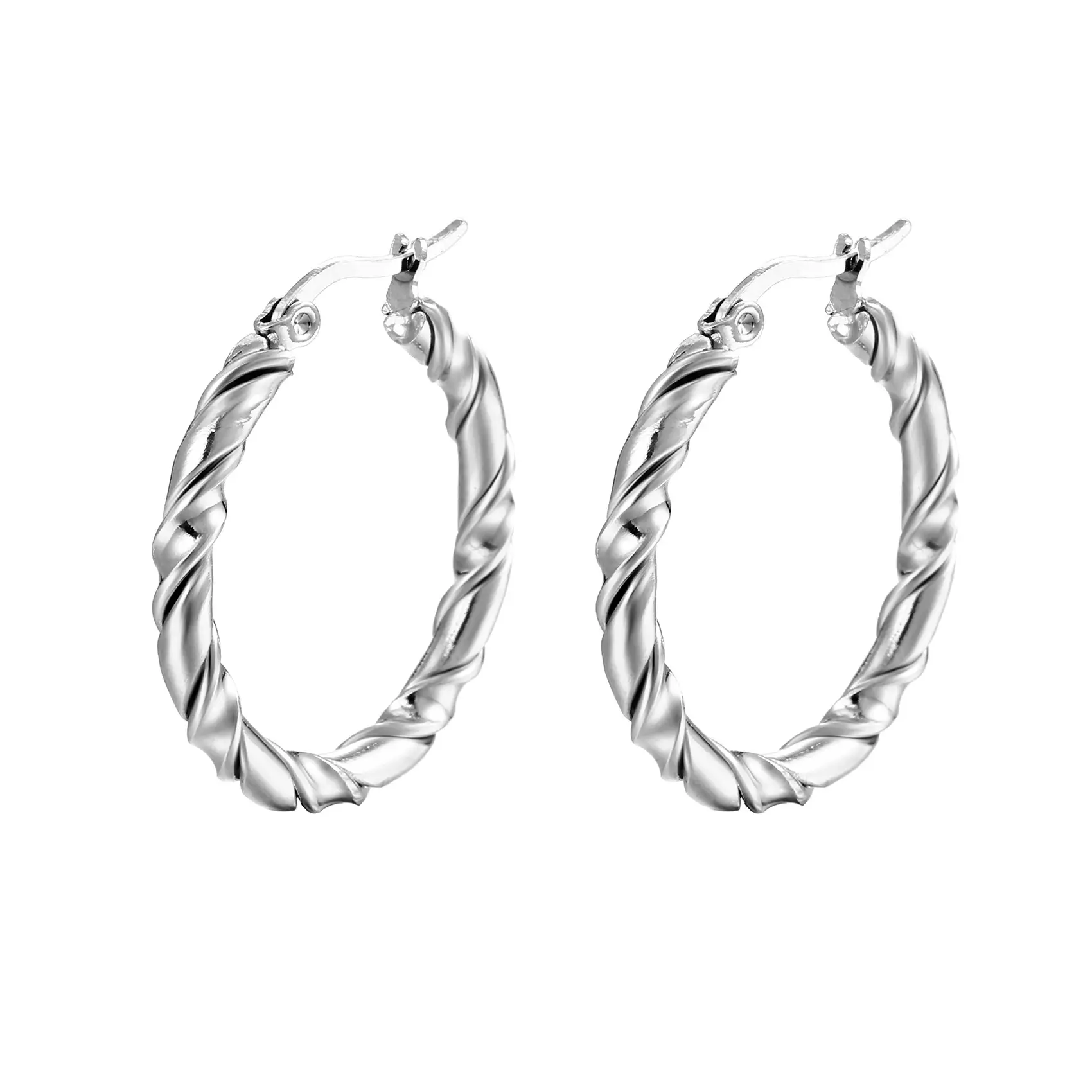 1 twisted wire earring steel color MS-021