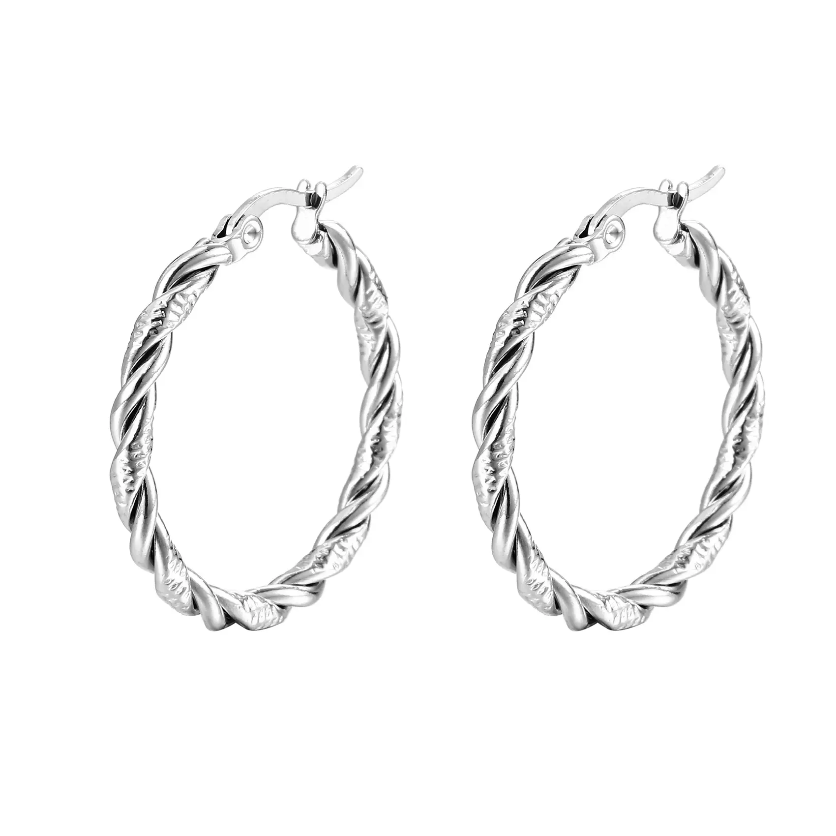 Twisted Stainless Steel C-Shape Earrings Set