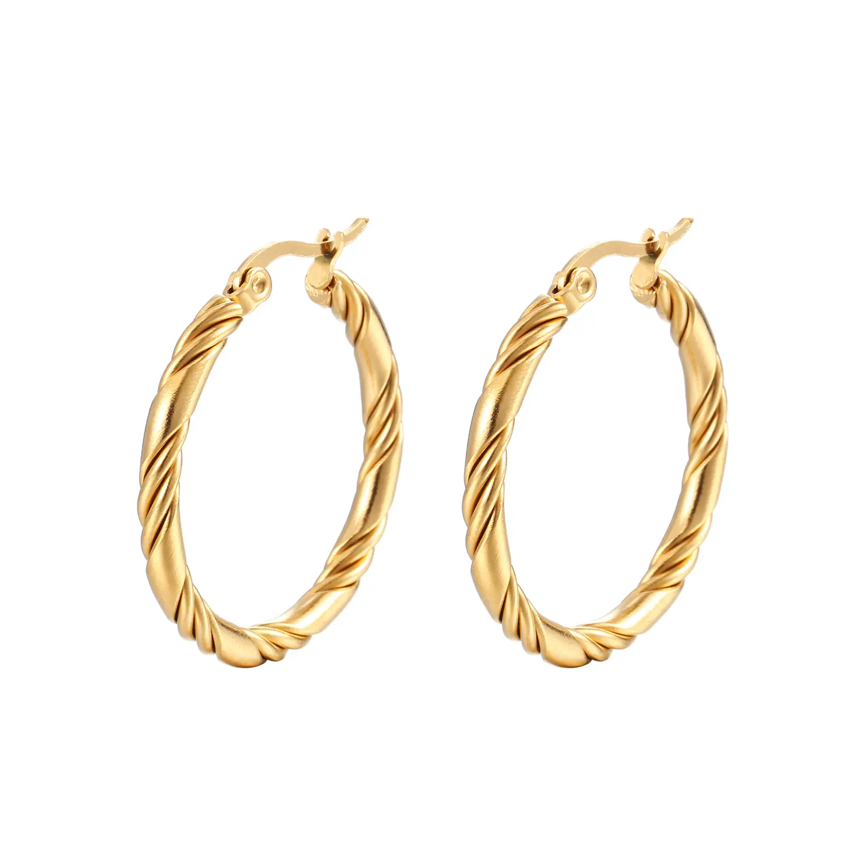 Twisted Stainless Steel C-Shape Earrings Set