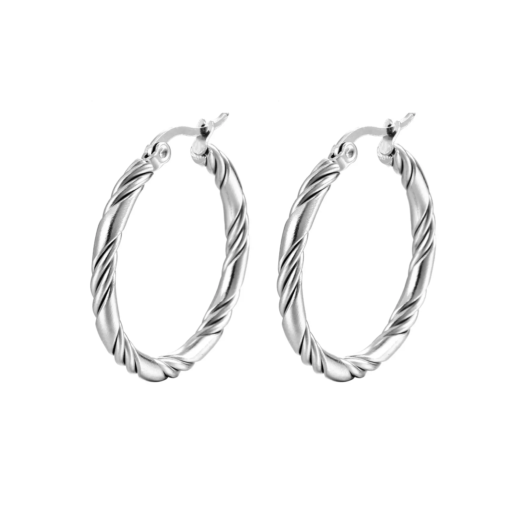 Twisted Stainless Steel C-Shape Earrings Set