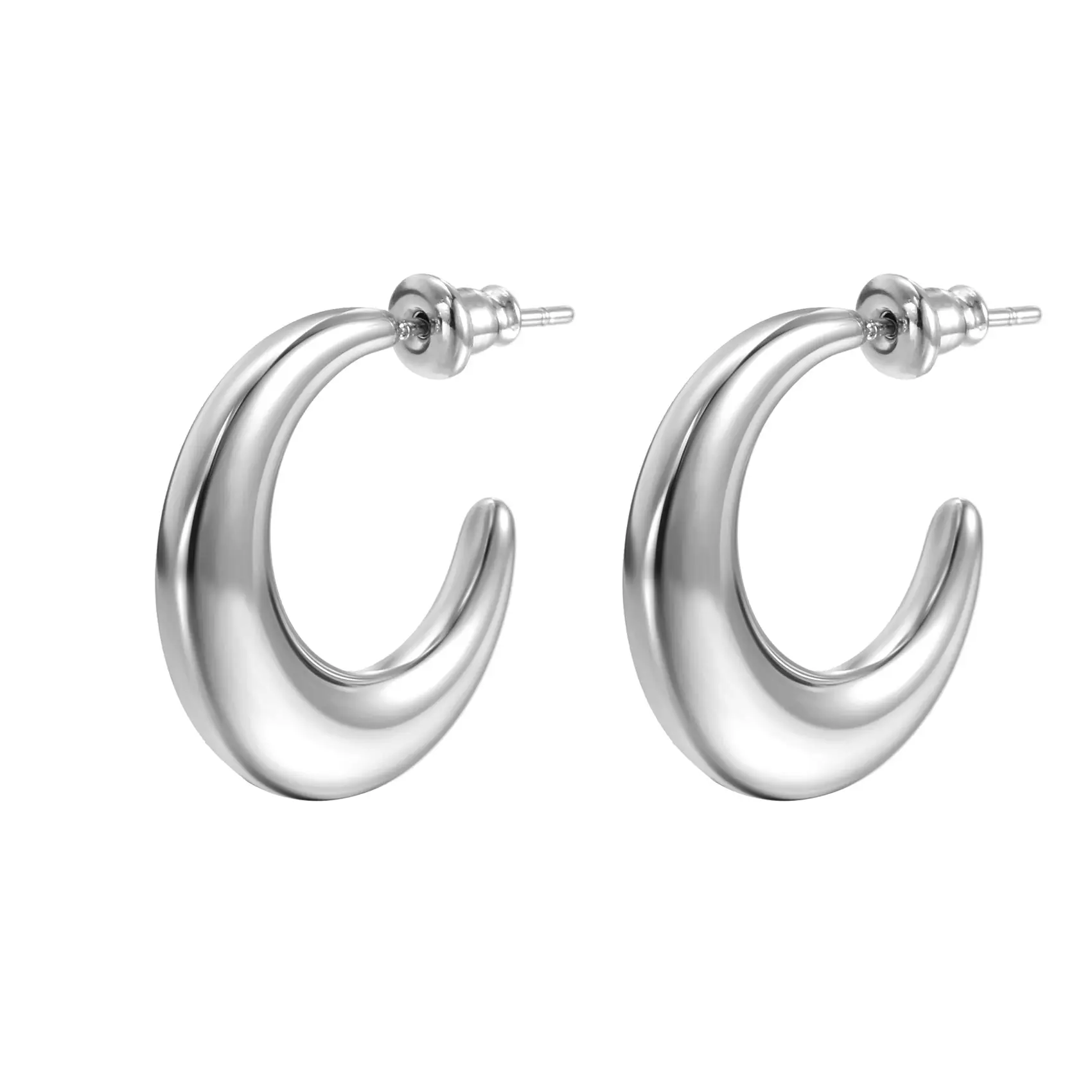 Twisted Stainless Steel C-Shape Earrings Set