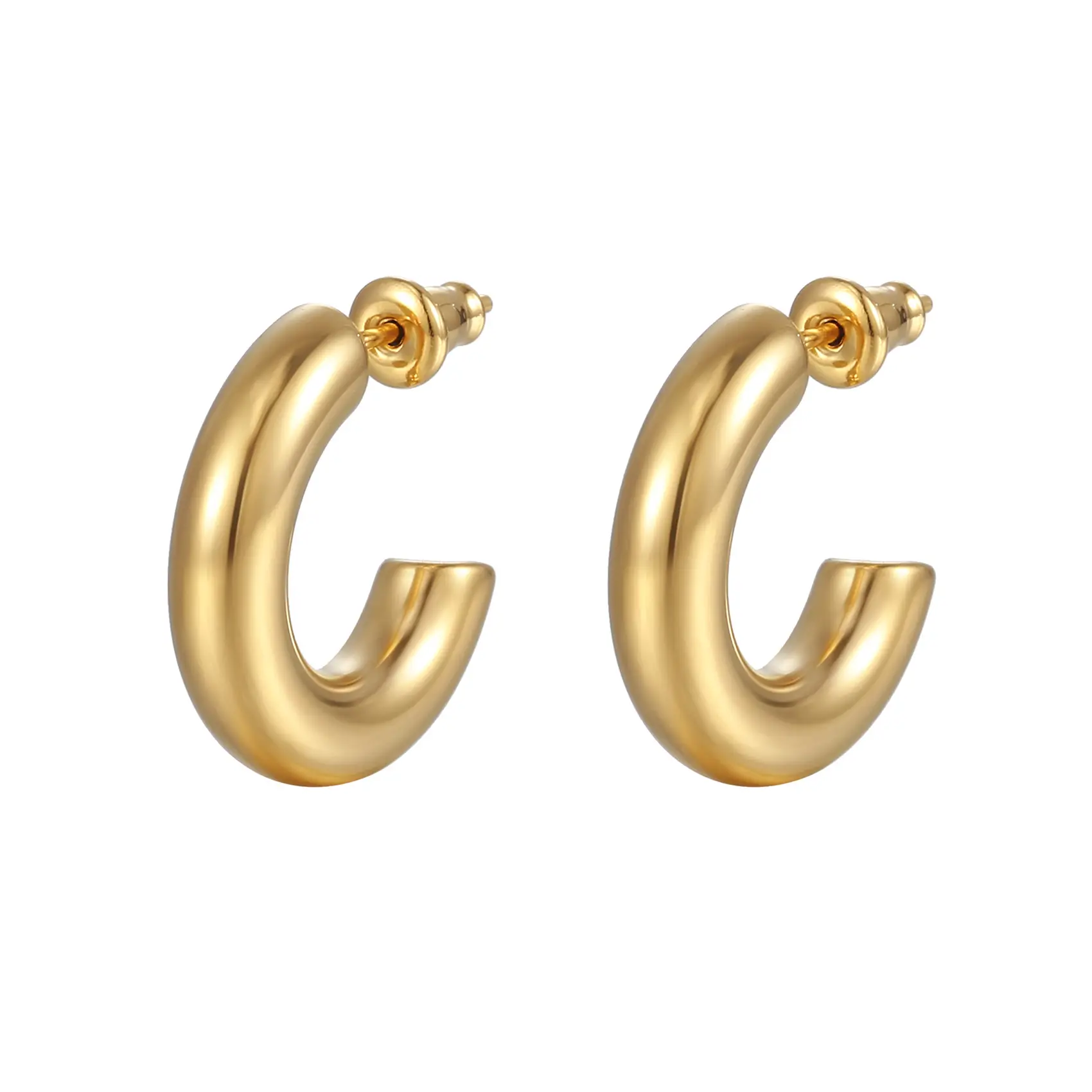 Twisted Stainless Steel C-Shape Earrings Set