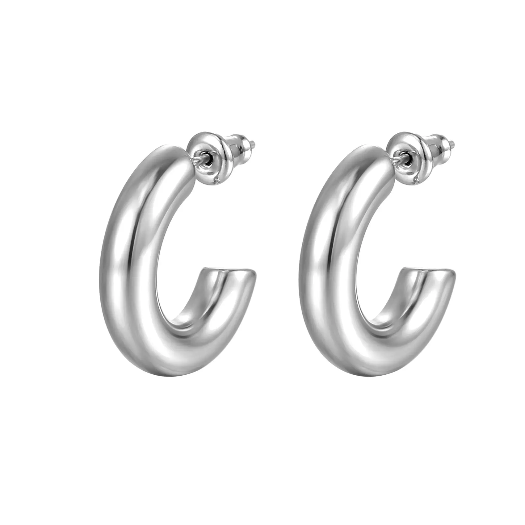 Twisted Stainless Steel C-Shape Earrings Set