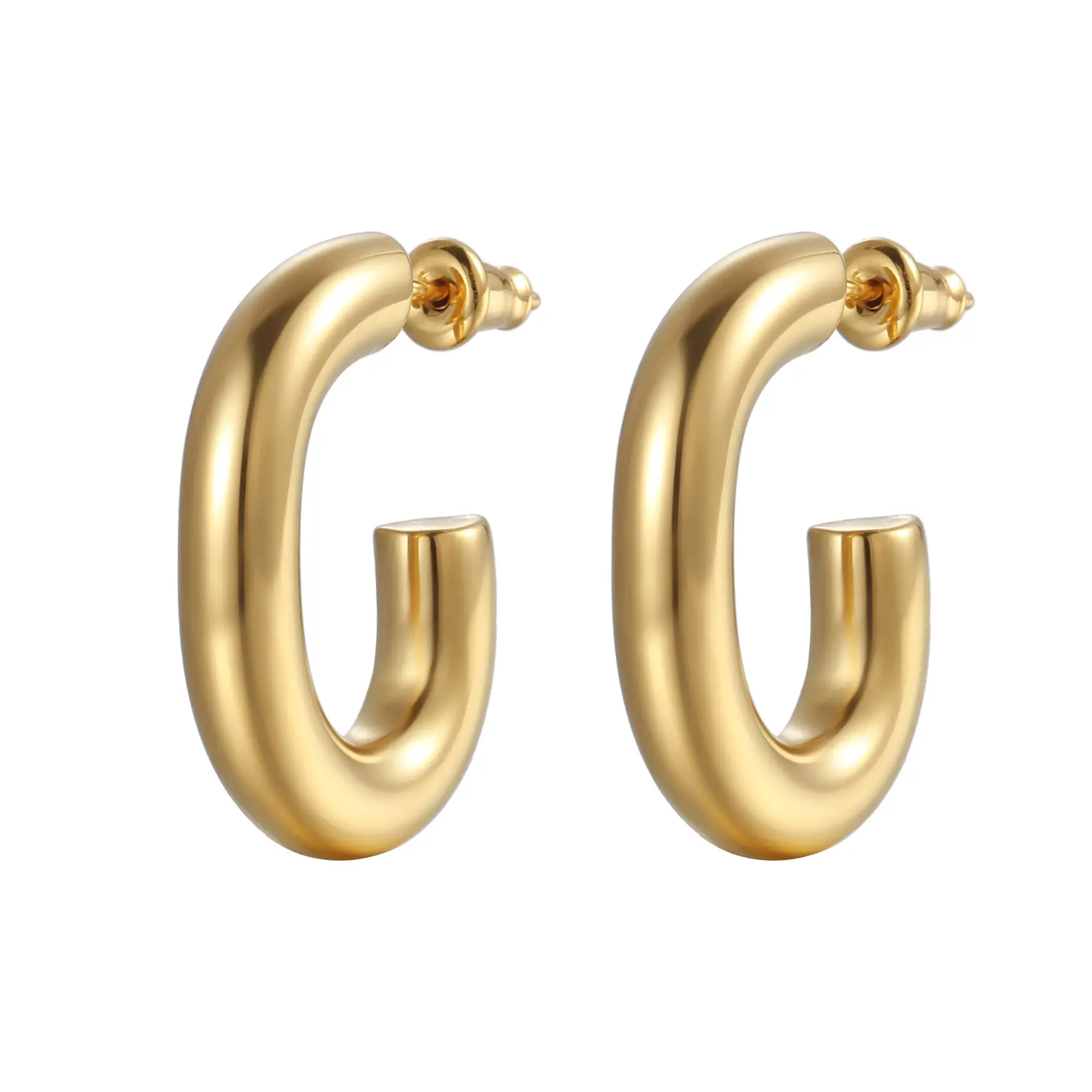 Twisted Stainless Steel C-Shape Earrings Set