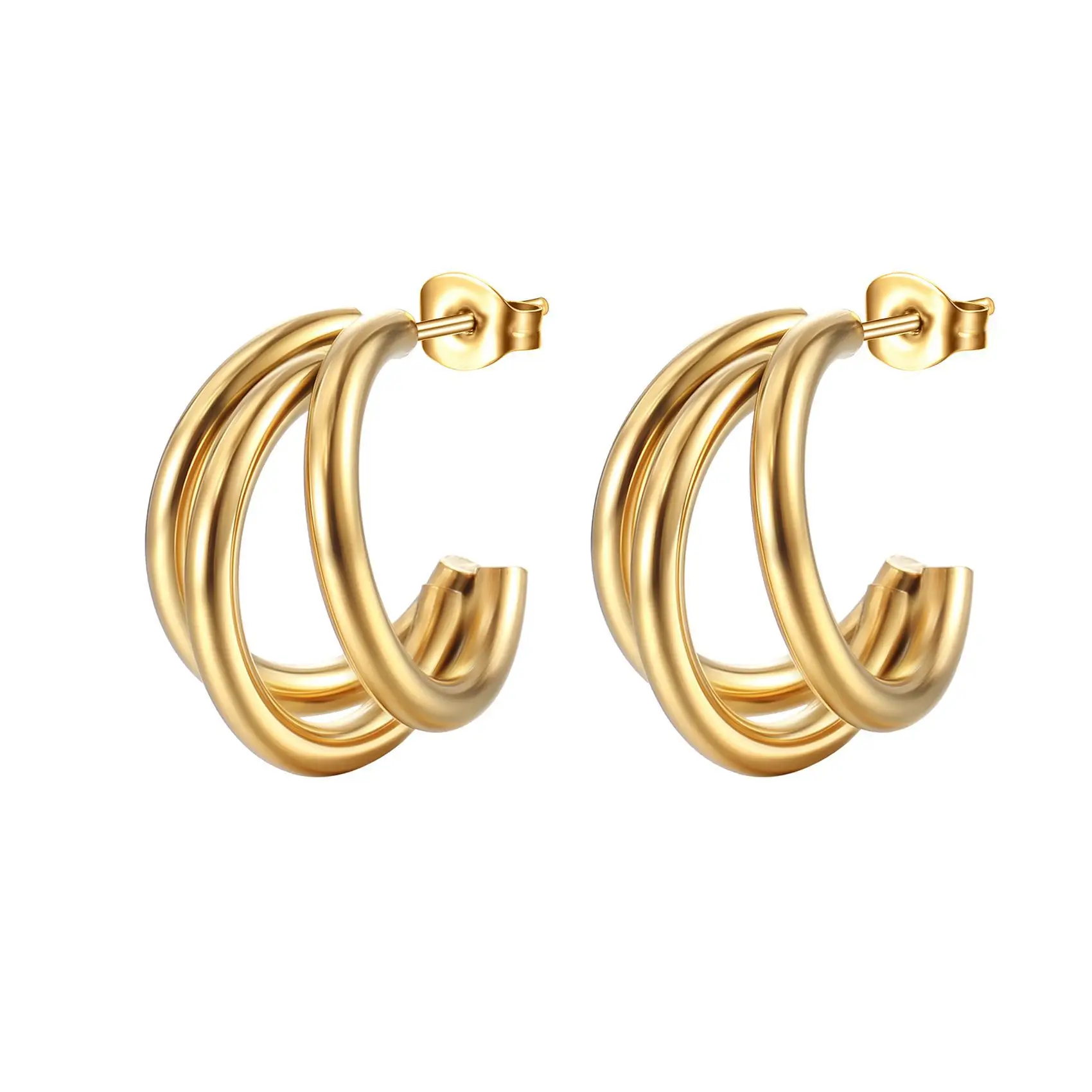 Twisted Stainless Steel C-Shape Earrings Set