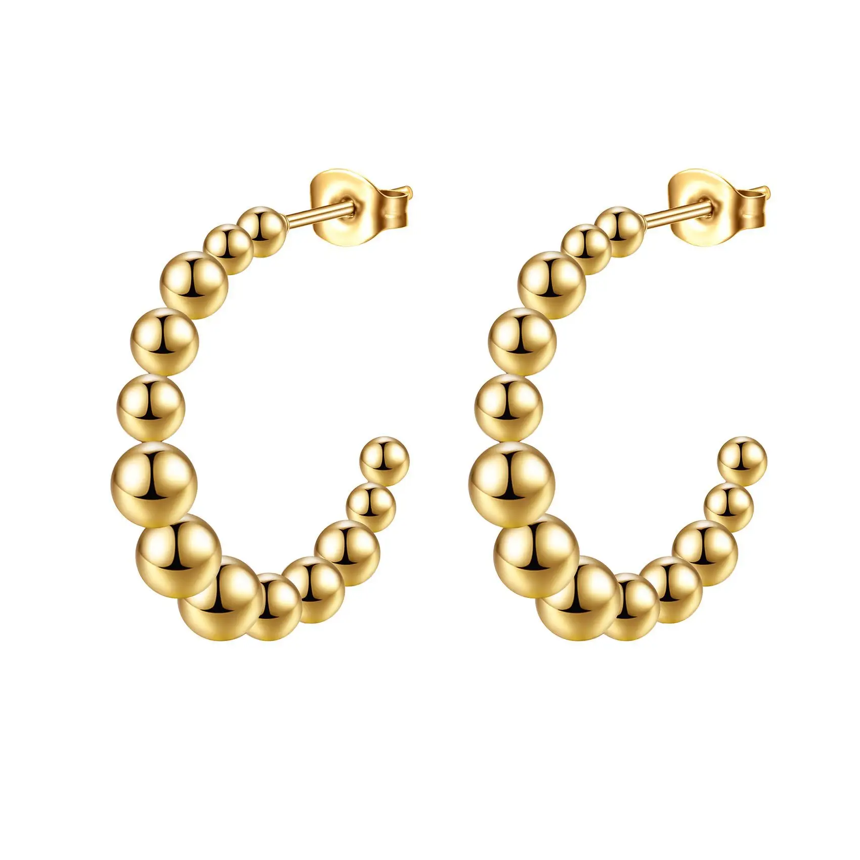 Twisted Stainless Steel C-Shape Earrings Set