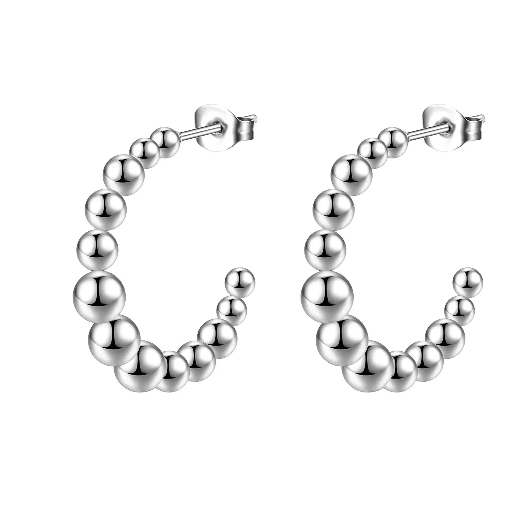 Twisted Stainless Steel C-Shape Earrings Set