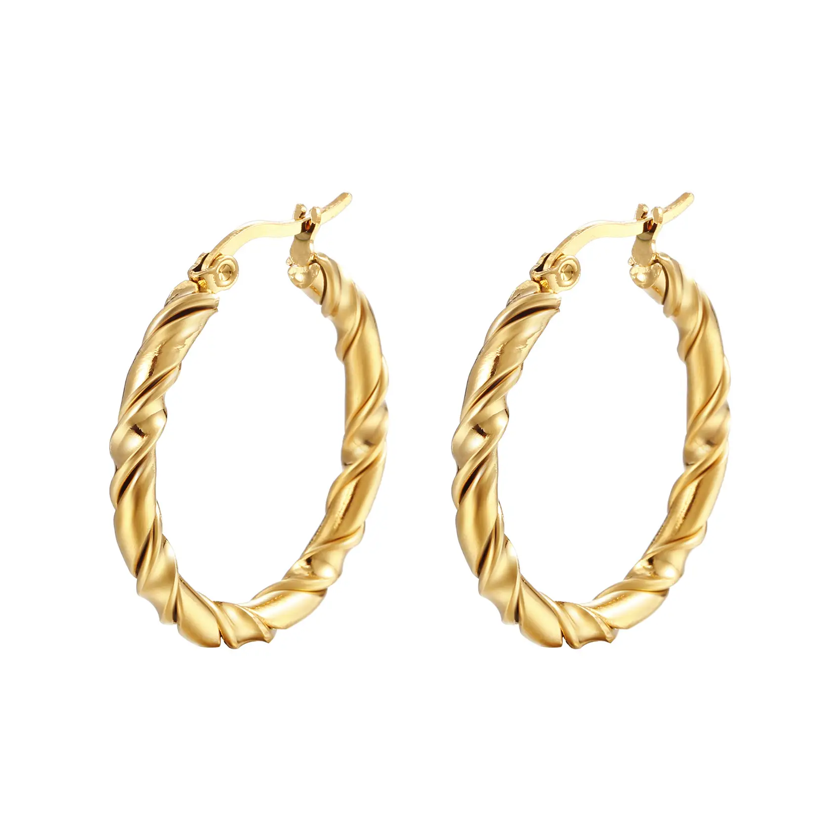 Twisted Stainless Steel C-Shape Earrings Set