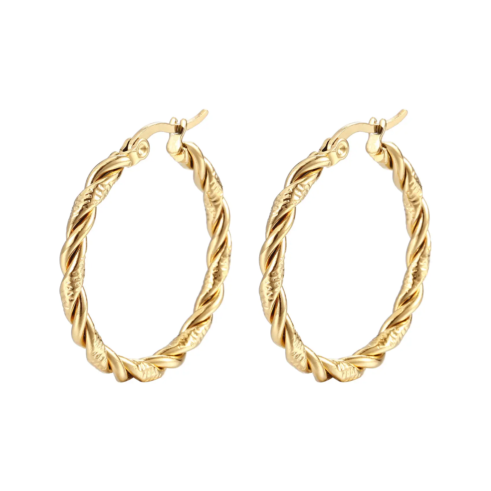 Twisted Stainless Steel C-Shape Earrings Set