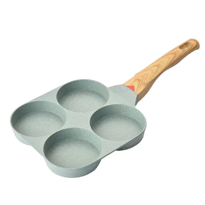 Four-Hole Egg Frying Pan with Wooden Handle