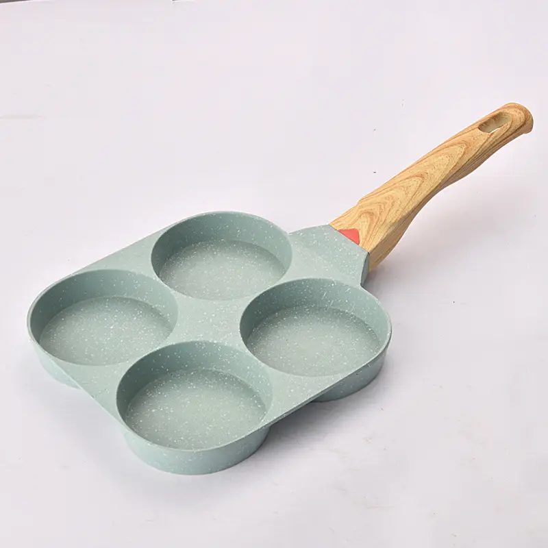 Four-Hole Egg Frying Pan with Wooden Handle