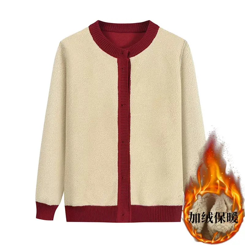 Autumn & Winter Cardigan Sweater for Elderly Women Thickened Warm Wool — feature 11
