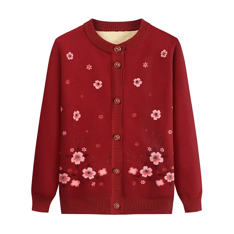 Autumn & Winter Cardigan Sweater for Elderly Women Thickened Warm Wool — feature 20