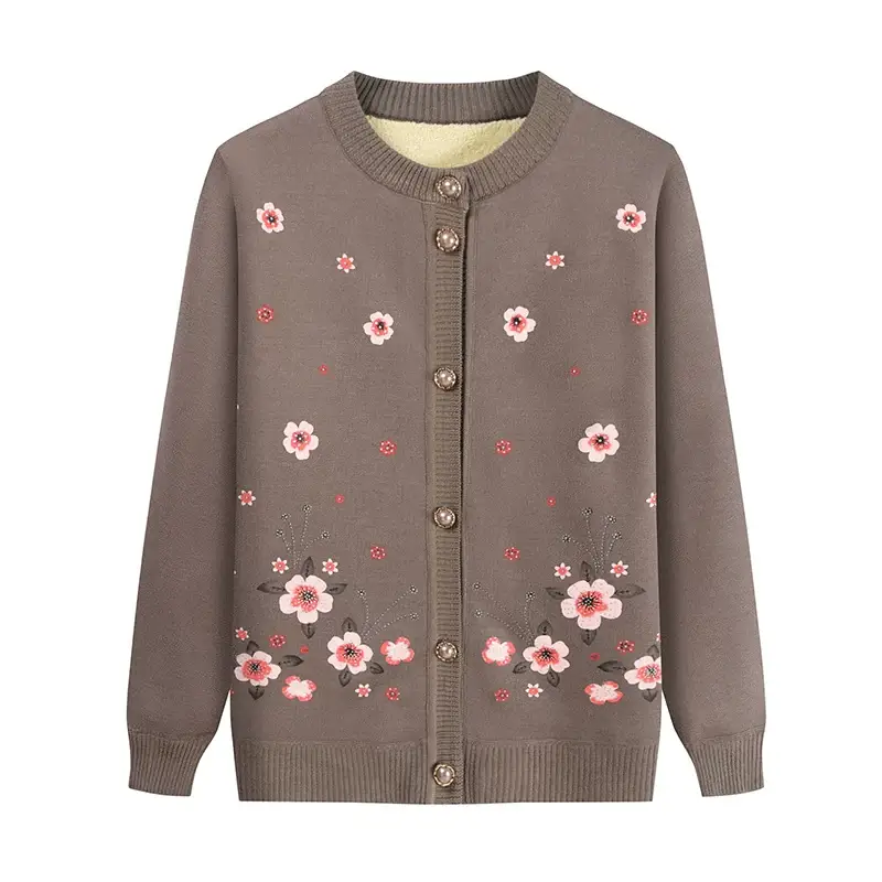 Autumn & Winter Cardigan Sweater for Elderly Women Thickened Warm Wool — feature 21