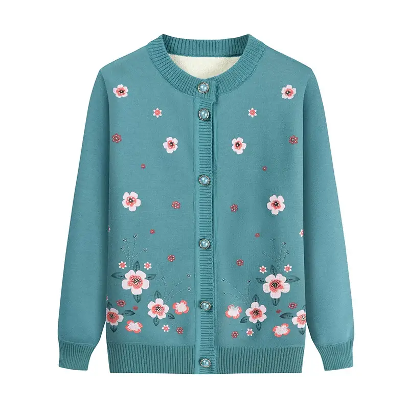 Autumn & Winter Cardigan Sweater for Elderly Women Thickened Warm Wool — feature 22