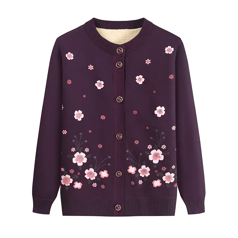 Autumn & Winter Cardigan Sweater for Elderly Women Thickened Warm Wool — feature 23