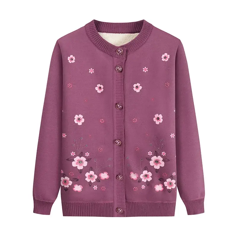 Autumn & Winter Cardigan Sweater for Elderly Women Thickened Warm Wool — feature 24