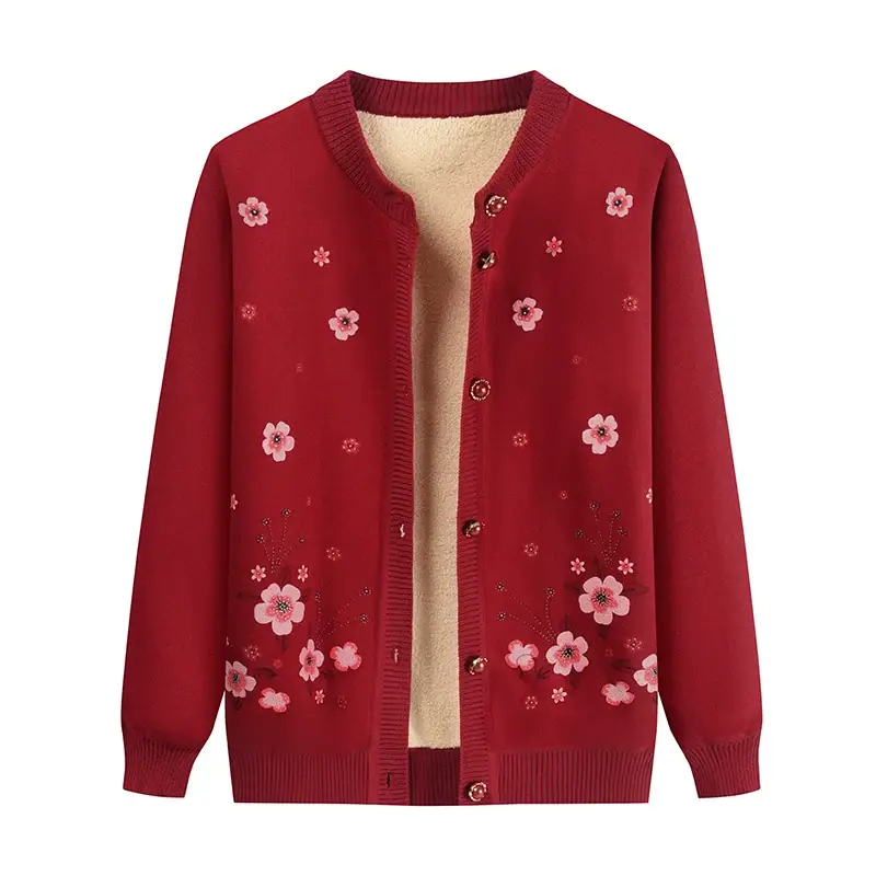 Autumn & Winter Cardigan Sweater for Elderly Women Thickened Warm Wool — feature 25