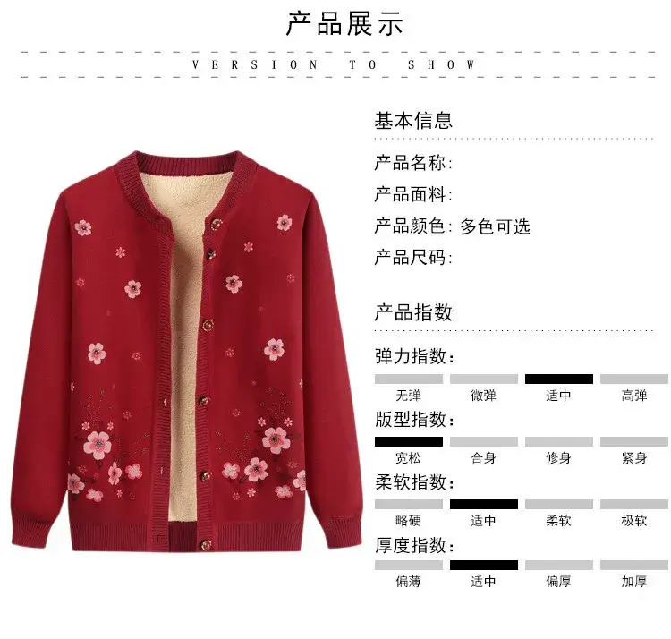 Autumn & Winter Cardigan Sweater for Elderly Women Thickened Warm Wool — feature 4