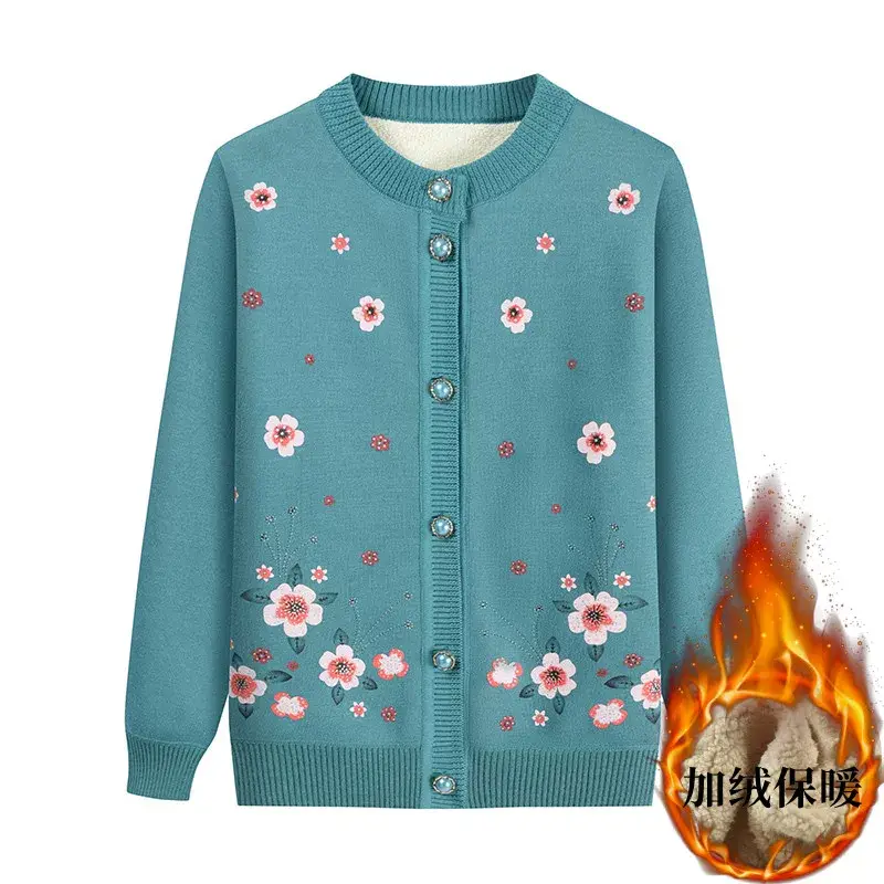 Autumn & Winter Cardigan Sweater for Elderly Women Thickened Warm Wool — feature 9