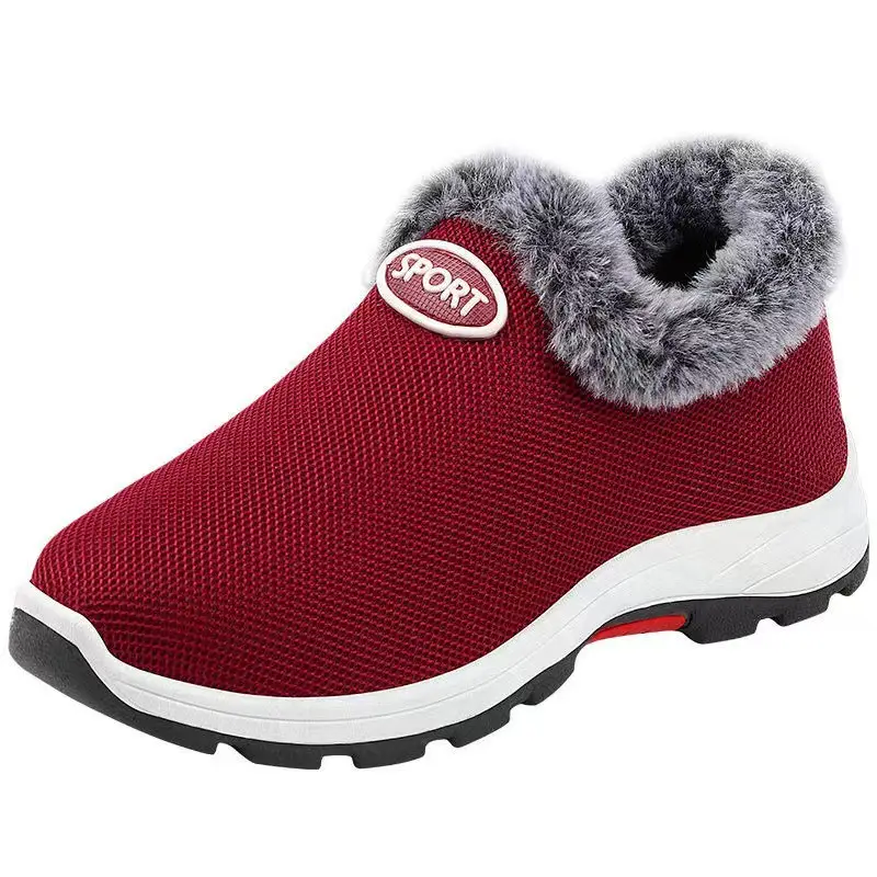 Women's 2022 Velvet Winter Walking Shoes Maroon