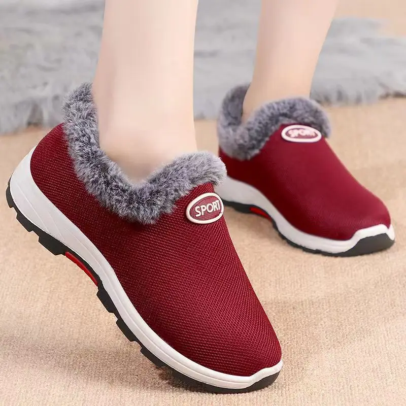 Women's 2022 Velvet Winter Walking Shoes Maroon — feature 1