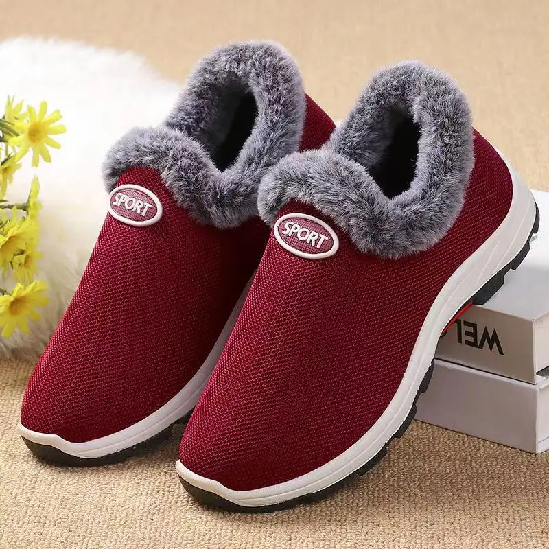 Women's 2022 Velvet Winter Walking Shoes Maroon — feature 2