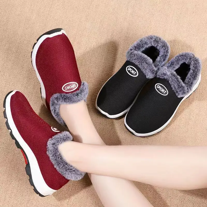 Women's 2022 Velvet Winter Walking Shoes Maroon — feature 3