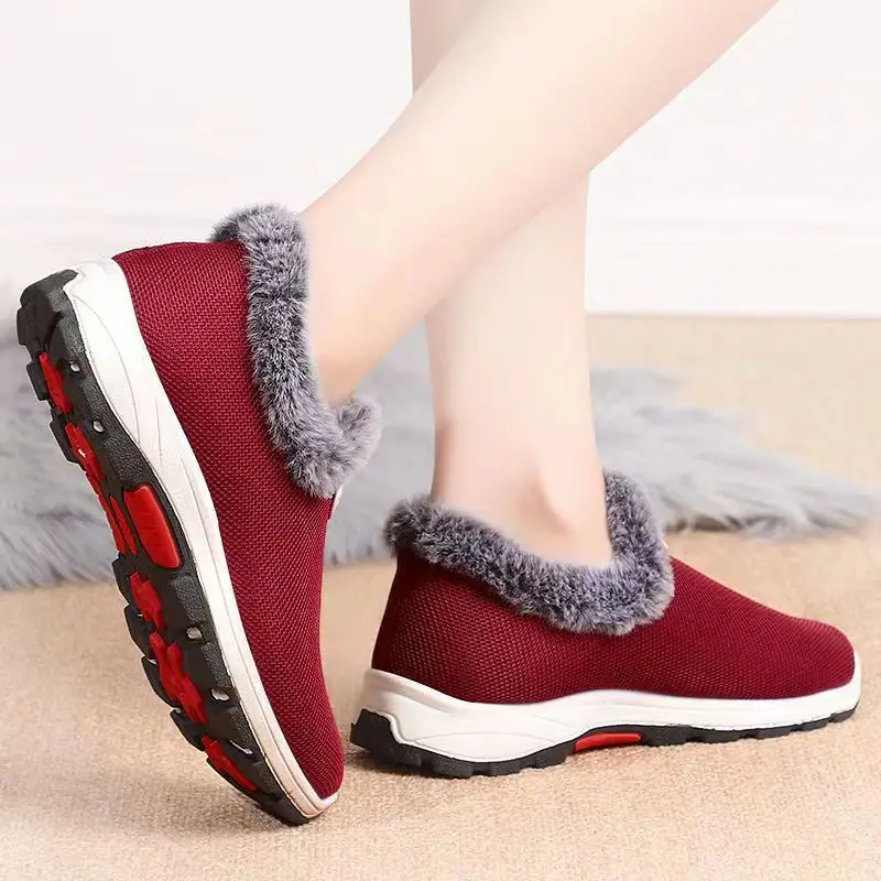 Women's 2022 Velvet Winter Walking Shoes Maroon — feature 6