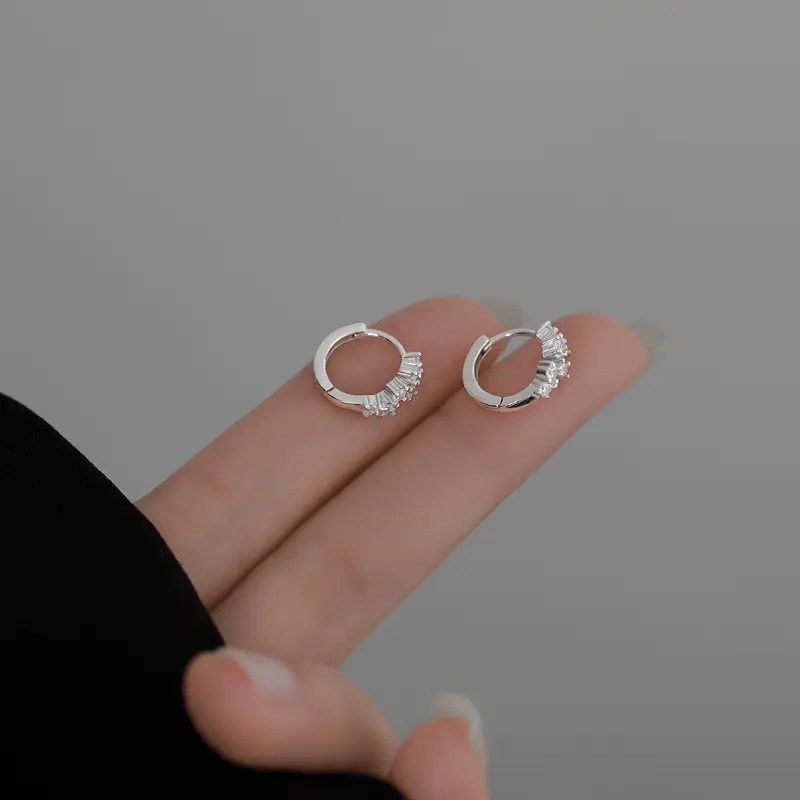 Women's Zircon Ring Earrings 2024 Trendy White Gold