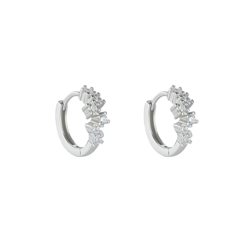 Women's Zircon Ring Earrings 2024 Trendy White Gold