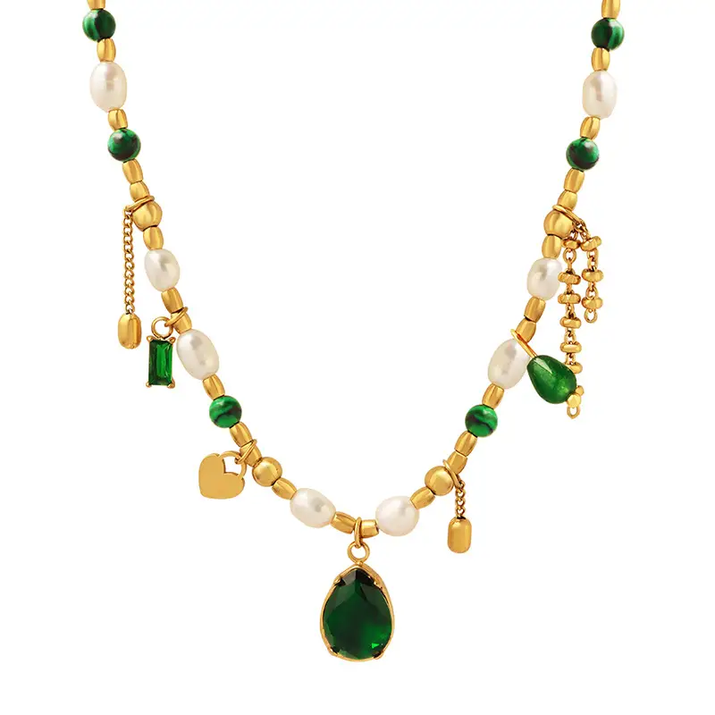 Niche Baroque Green Pearl Necklace Set - Image 6