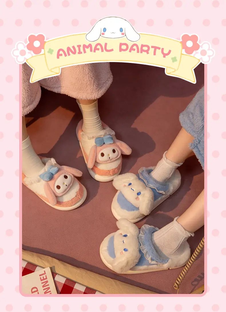 Sanrio Cotton Dog Slippers for Women New Autumn Winter Warm Non-Slip — feature 1