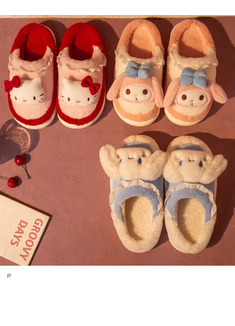 Sanrio Cotton Dog Slippers for Women New Autumn Winter Warm Non-Slip — feature 12