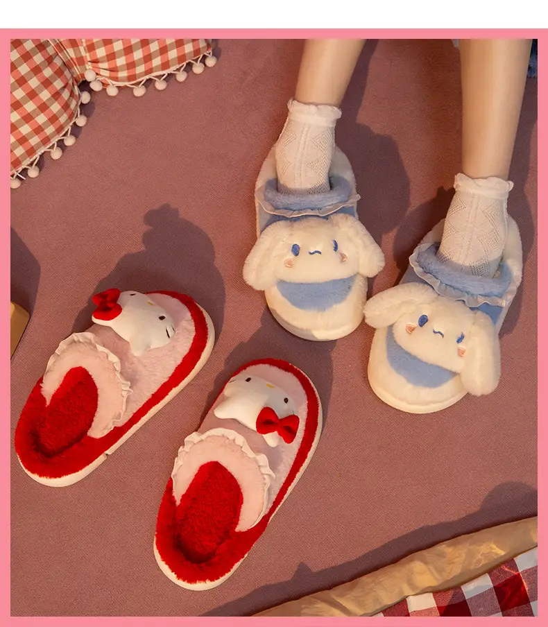 Sanrio Cotton Dog Slippers for Women New Autumn Winter Warm Non-Slip — feature 6